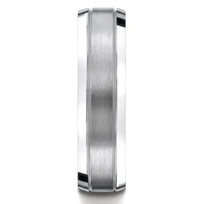 10K white gold 6mm. satin 6mm-Comfort-Fit-Satin-Finished-High-Polished-Bevel - alternate view 3 thumbnail