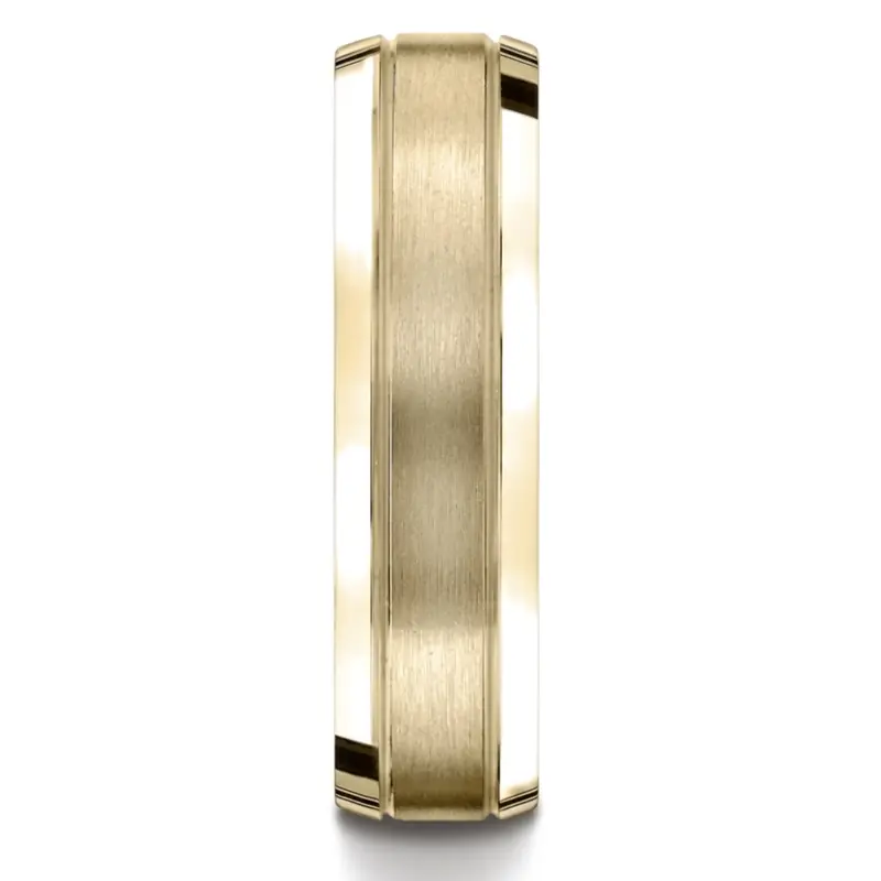 10K yellow gold 6mm. satin 6mm-Comfort-Fit-Satin-Finished-High-Polished-Bevel - alternate view 4
