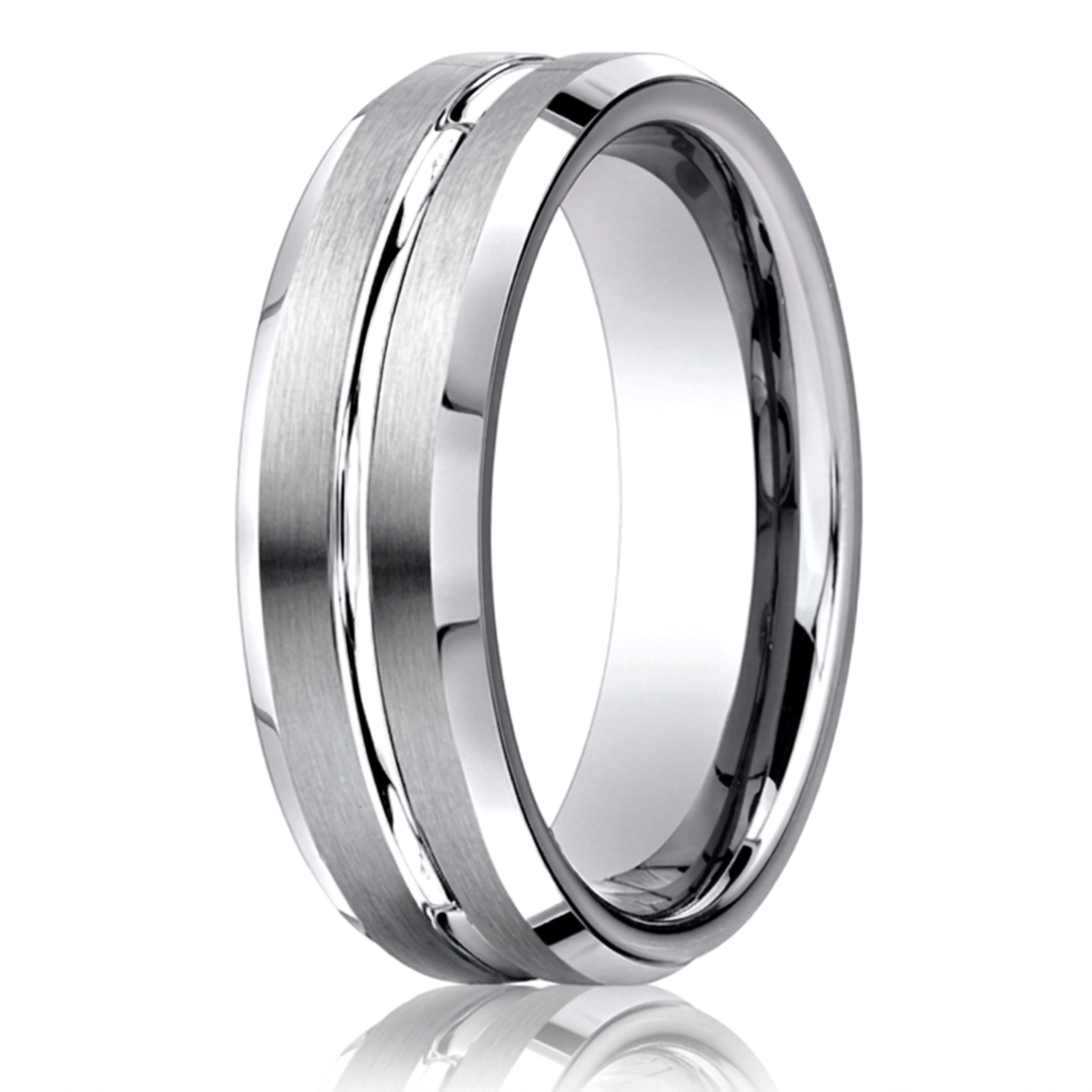 10K white gold 6mm. satin gold-platinum-palladium-6mm-Comfort-Fit-Satin-Fini - alternate view 2