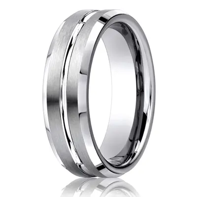 10K white gold 6mm. satin gold-platinum-palladium-6mm-Comfort-Fit-Satin-Fini - alternate view 2 thumbnail