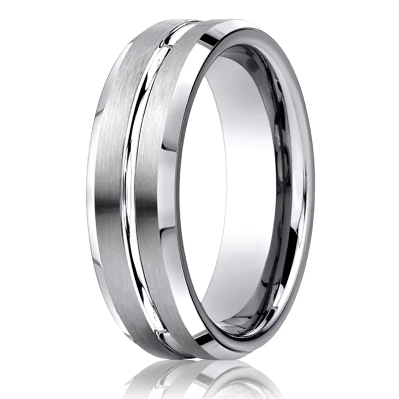 10K white gold 6mm. satin gold-platinum-palladium-6mm-Comfort-Fit-Satin-Fini - alternate view 2