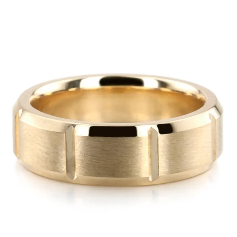 platinum 6mm. satin 6mm-Satin-Finished-Grooves-Carved-Band - alternate view 2