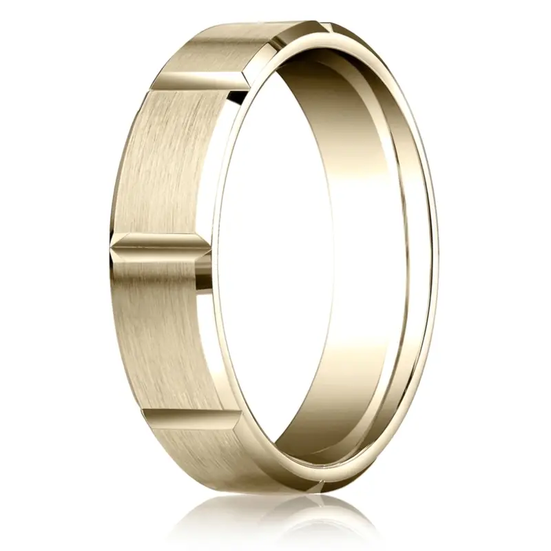 platinum 6mm. satin 6mm-Satin-Finished-Grooves-Carved-Band - alternate view 3
