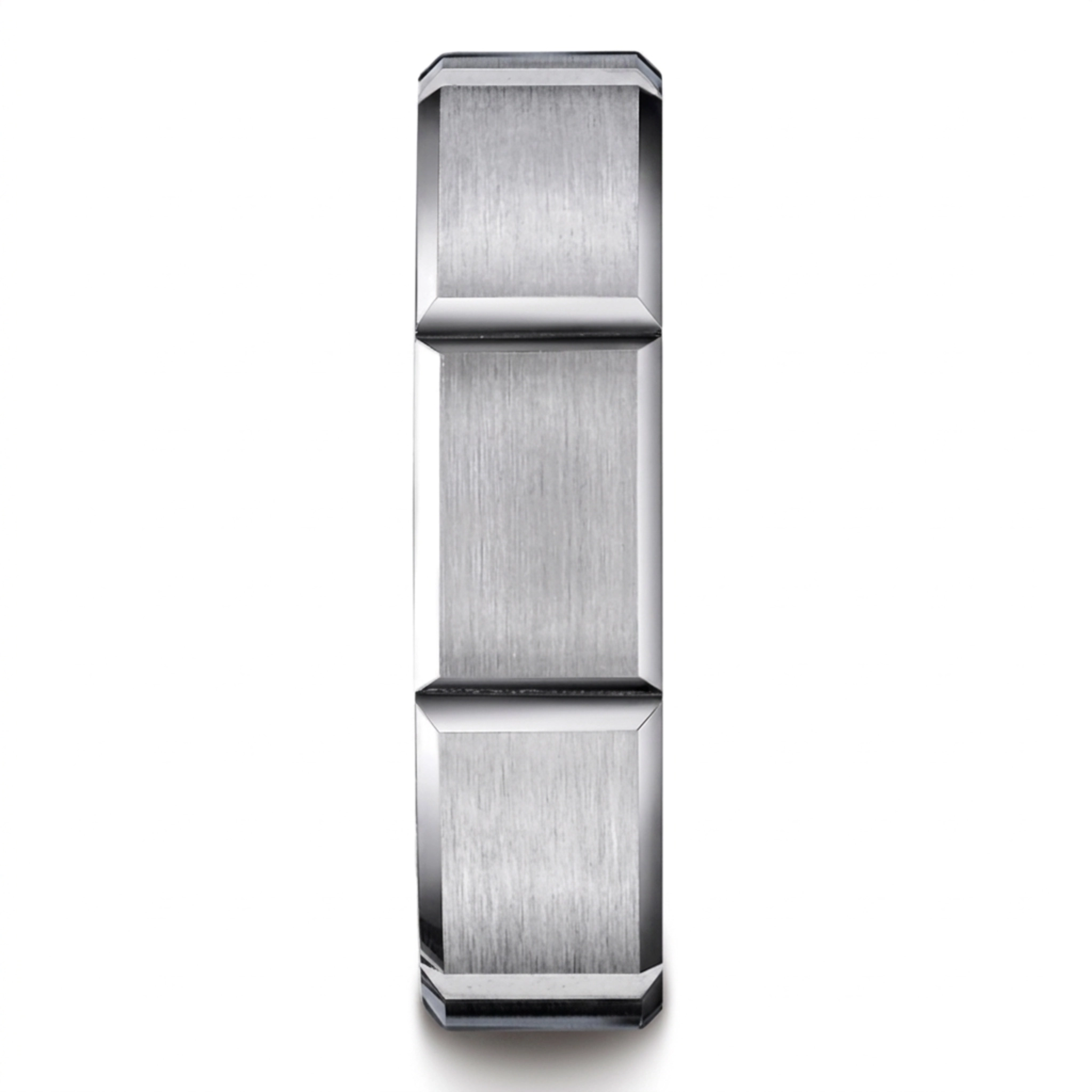 10K white gold 6mm. satin 6mm-Satin-Finished-Grooves-Carved-Band - alternate view 5