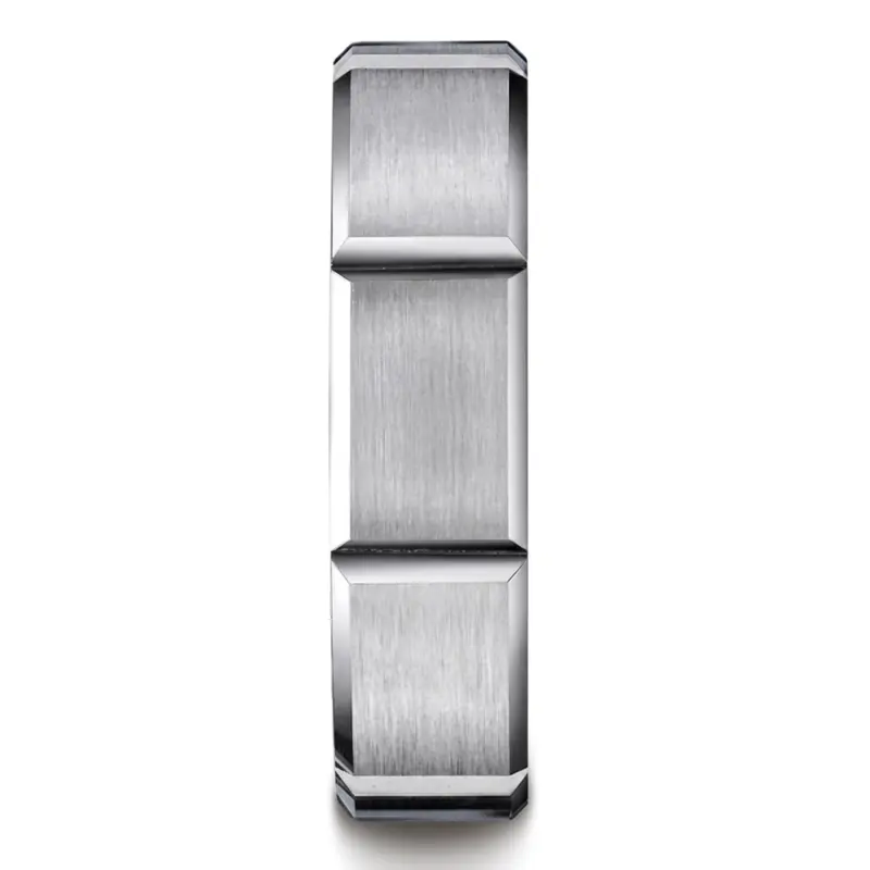 platinum 6mm. satin 6mm-Satin-Finished-Grooves-Carved-Band - alternate view 5