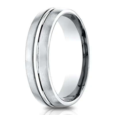 Light Comfort Satin-Finished with High Polished Center Cut Carved Design Band - view 3 of 6