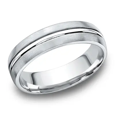 Light Comfort Satin-Finished with High Polished Center Cut Carved Design Band - view 5 of 6