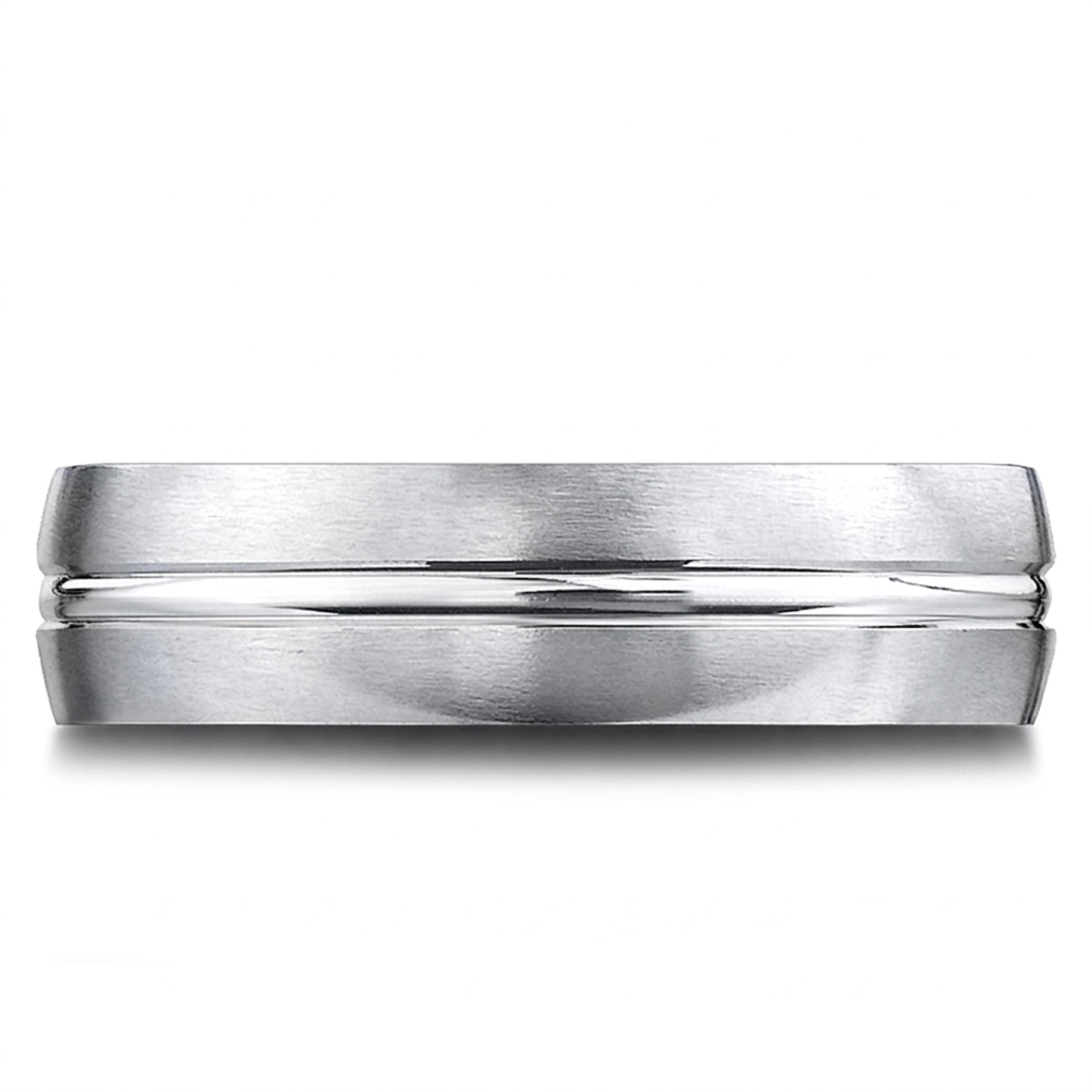 14K white gold 6.5mm satin Satin-High-Polished-Center-Cut-Carved-Design-Band - main view