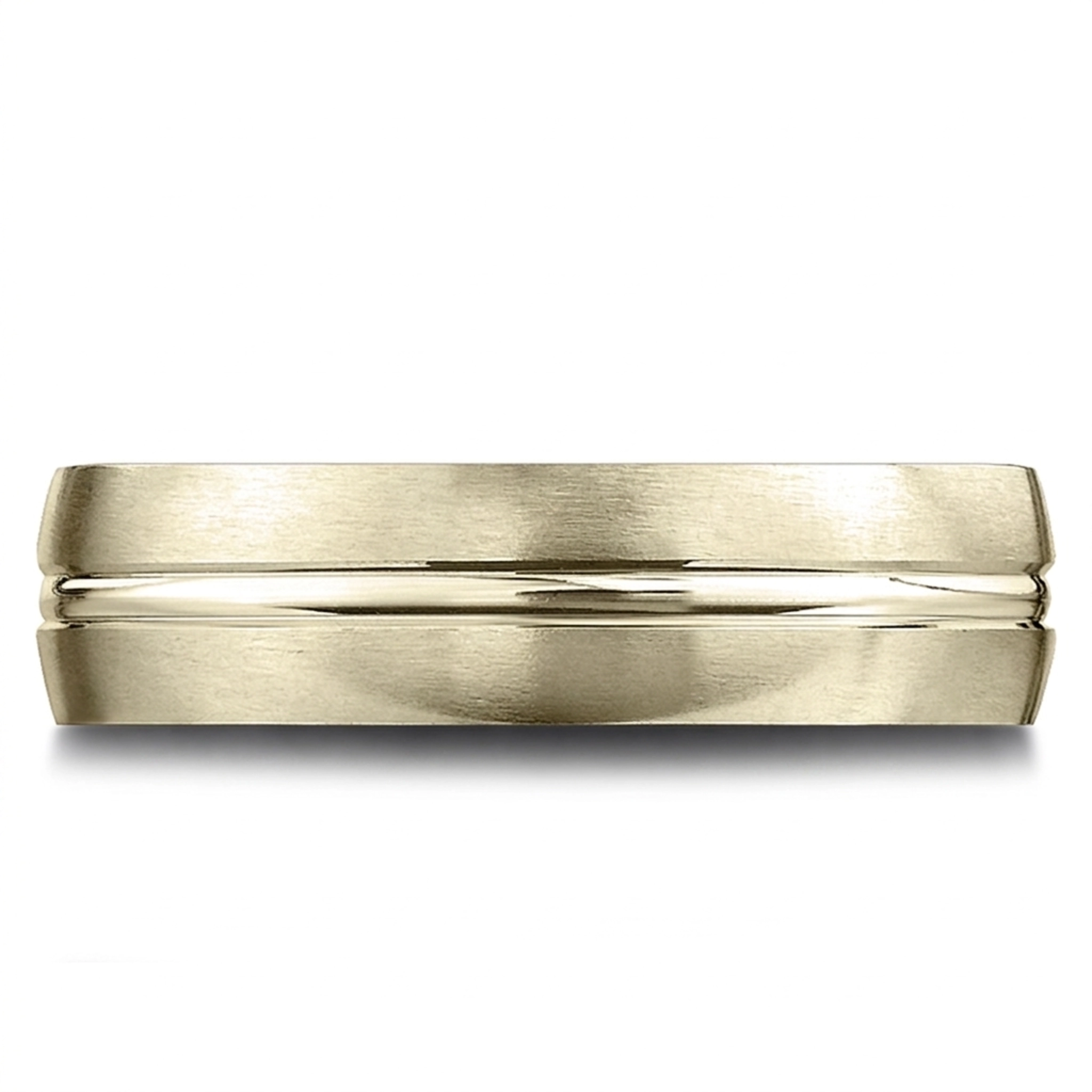 14K yellow gold 6.5mm satin Satin-High-Polished-Center-Cut-Carved-Design-Band - alternate view 2