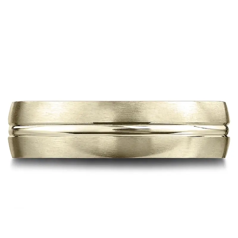 14K yellow gold 6.5mm satin Satin-High-Polished-Center-Cut-Carved-Design-Band - alternate view 2