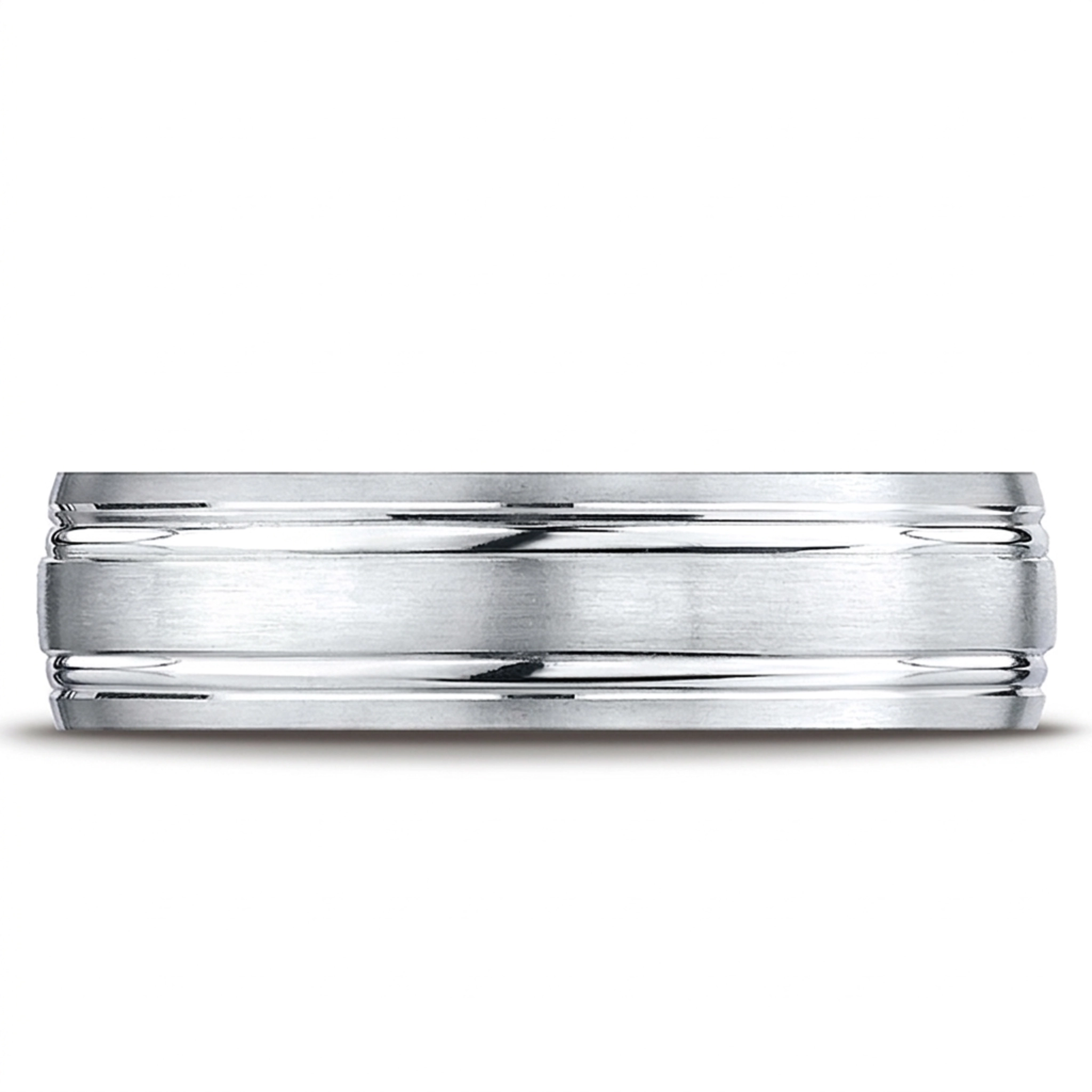 14K white gold 6.5mm satin Light-Comfort-Satin-Finished-with-Parallel-Grooves - alternate view 2