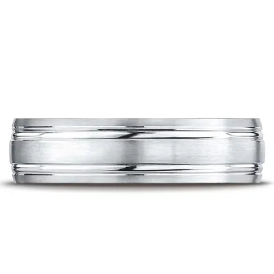 Light Comfort Satin-Finished with Parallel Grooves Carved Design Band