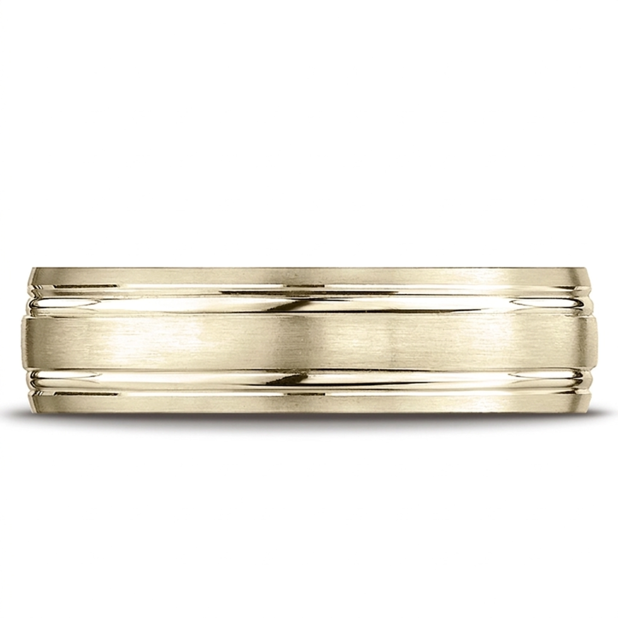 14K yellow gold 6.5mm satin Light-Comfort-Satin-Finished-with-Parallel-Grooves - main view