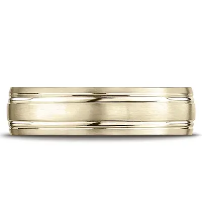 14K yellow gold 6.5mm satin Light-Comfort-Satin-Finished-with-Parallel-Grooves - main view thumbnail