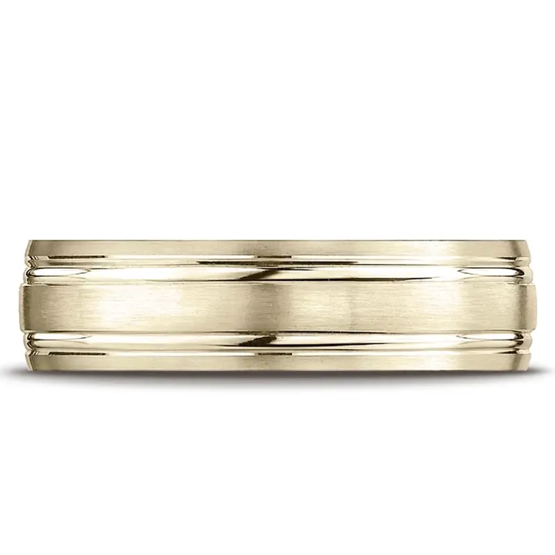 14K yellow gold 6.5mm satin Light-Comfort-Satin-Finished-with-Parallel-Grooves - main view