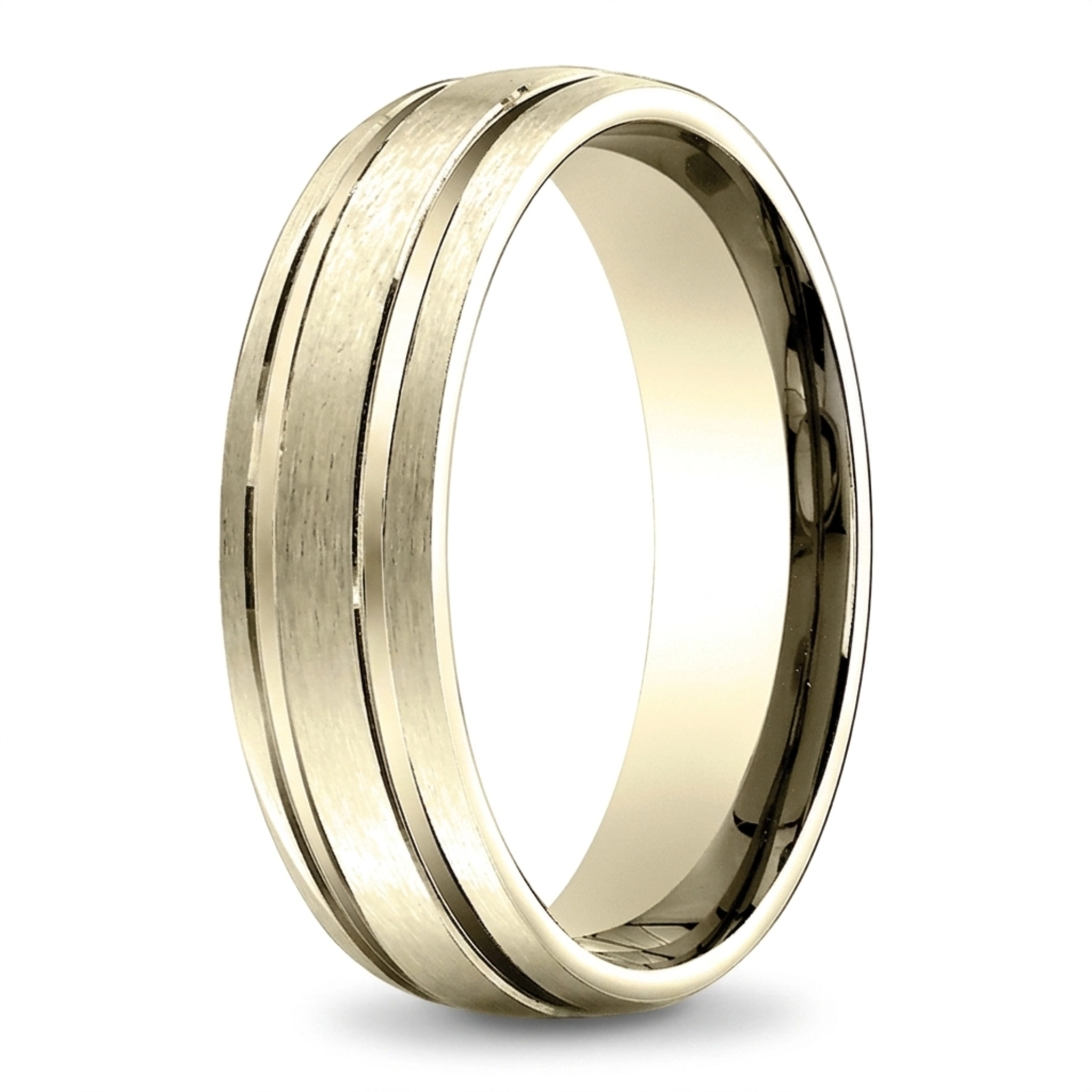 14K yellow gold 6.5mm satin Light-Comfort-Satin-Finished-with-Parallel-Grooves - alternate view 3