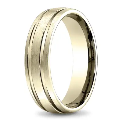 14K yellow gold 6.5mm satin Light-Comfort-Satin-Finished-with-Parallel-Grooves - alternate view 3 thumbnail