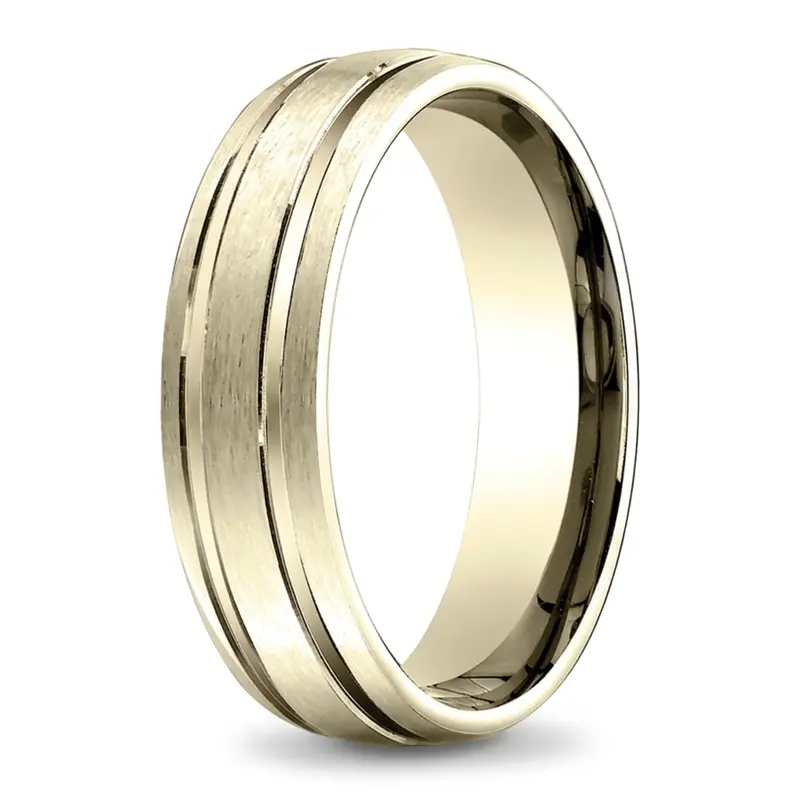 14K yellow gold 6.5mm satin Light-Comfort-Satin-Finished-with-Parallel-Grooves - alternate view 3