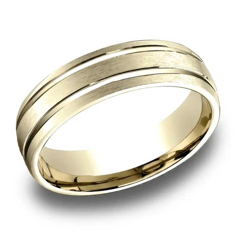 14K yellow gold 6.5mm satin Light-Comfort-Satin-Finished-with-Parallel-Grooves - alternate view 6