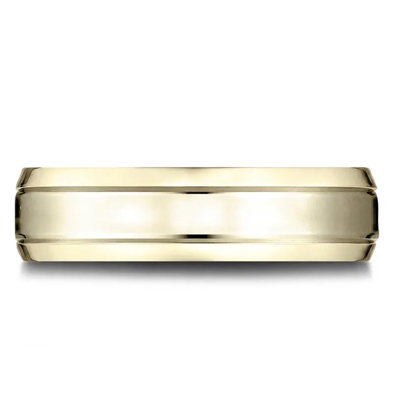 14K yellow gold 6.5mm high polish Light-Comfort-High-Polished-Carved-Design-Band - alternate view 6