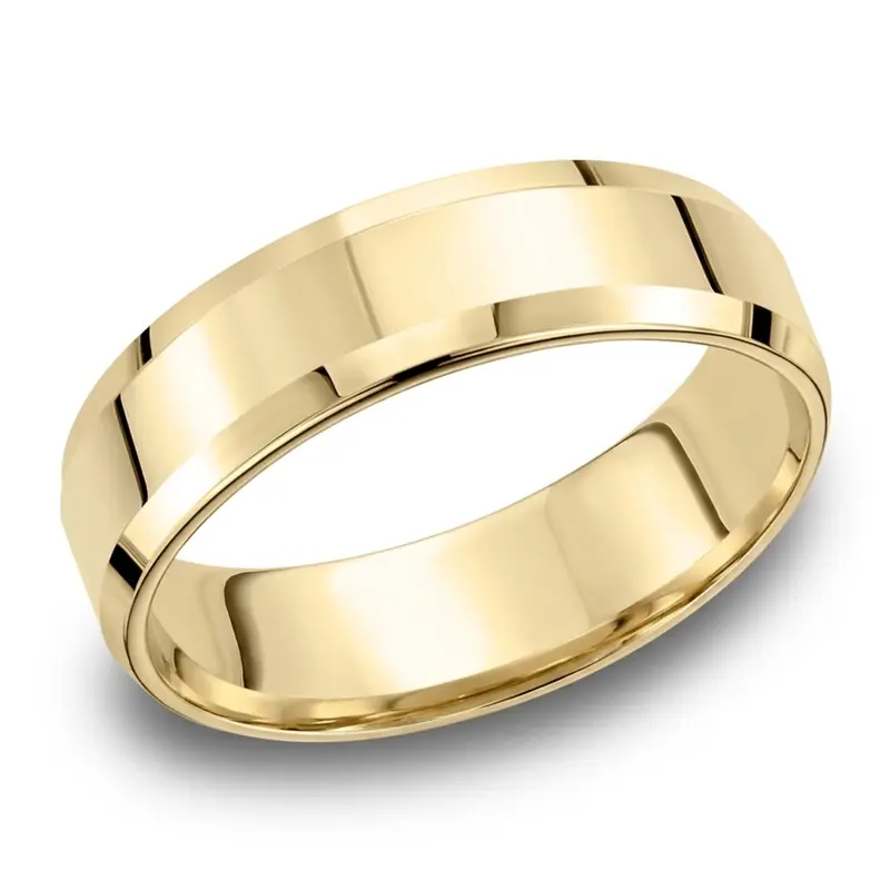 14K yellow gold 6.5mm high polish Light-Comfort-High-Polished-Carved-Design-Band - alternate view 4