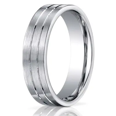 10K white gold 6mm. satin 6mm–Comfort–Fit-Satin-Finished–with-Parallel-Cente - alternate view 4 thumbnail