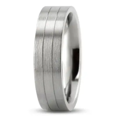 10K white gold 6mm. satin 6mm–Comfort–Fit-Satin-Finished–with-Parallel-Cente - alternate view 3 thumbnail