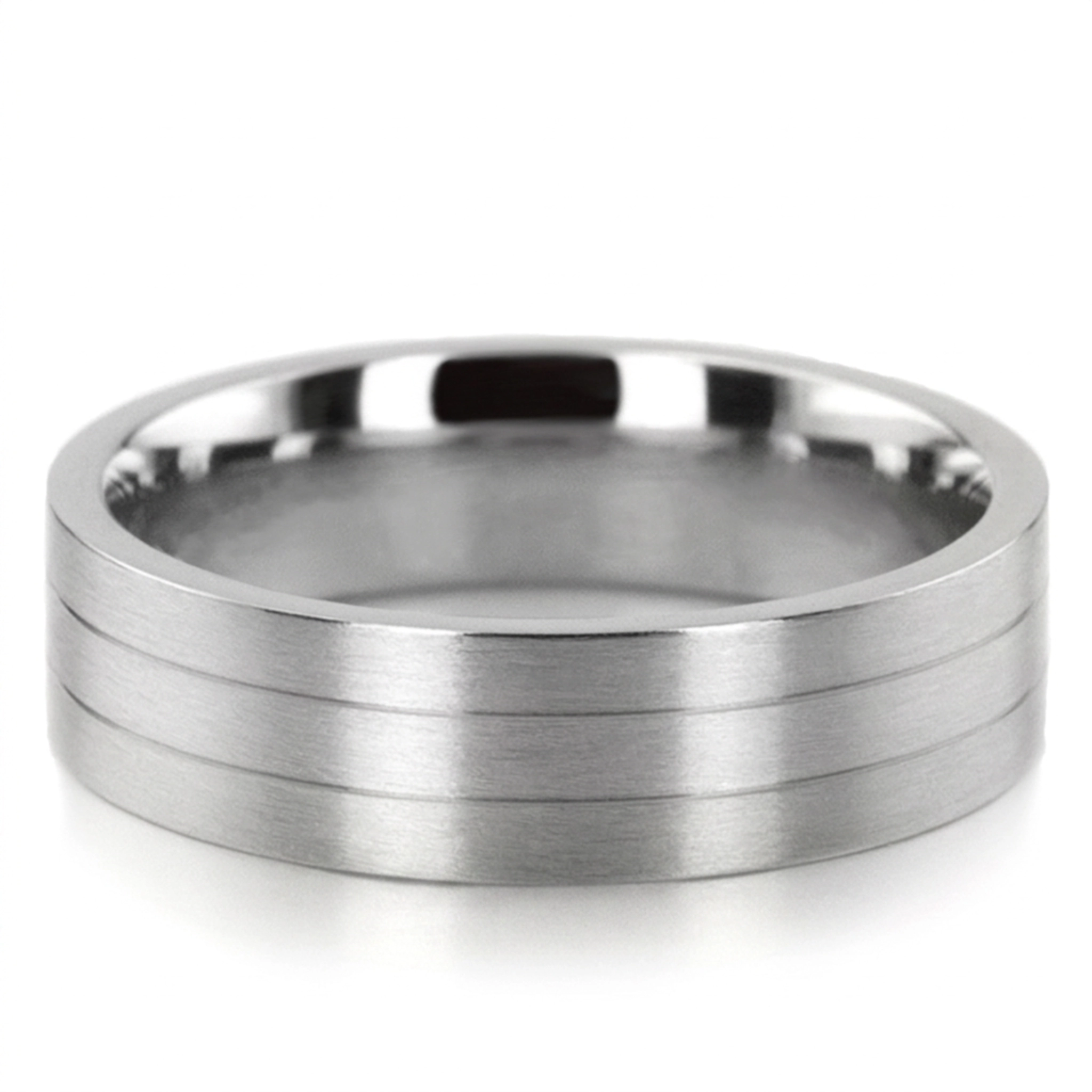 10K white gold 6mm. satin 6mm–Comfort–Fit-Satin-Finished–with-Parallel-Cente - main view
