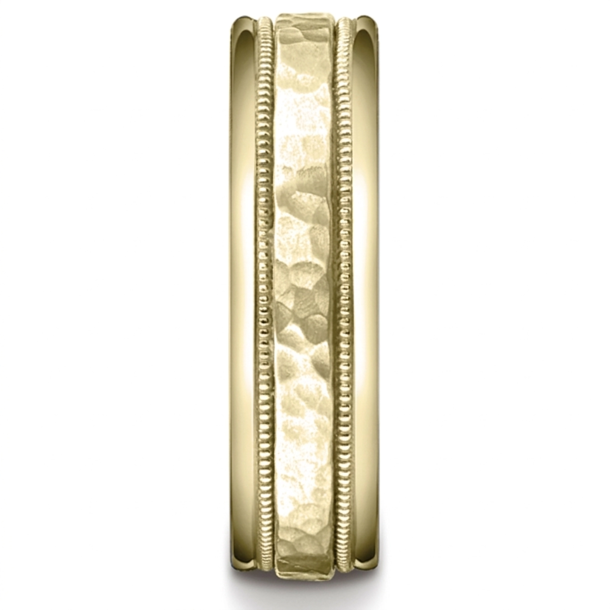 10K yellow gold 6mm. hammer 6mm-Hammered-Finished-with-Milgrain-Band - alternate view 6