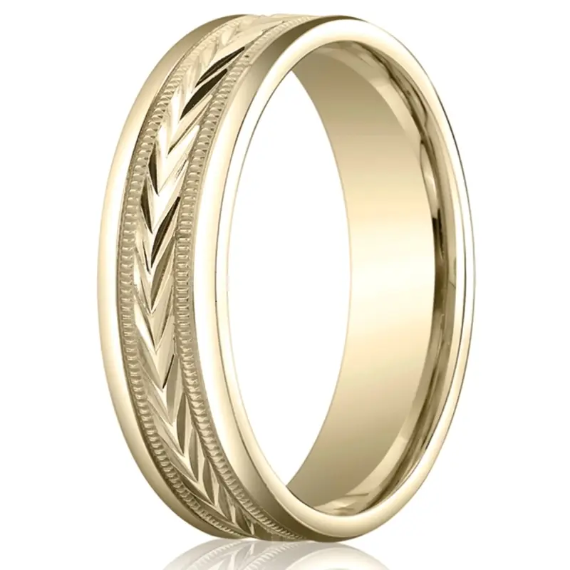 10K yellow gold 6mm. same as picture Harvest-of-Love-Carved-Design-Band - main view