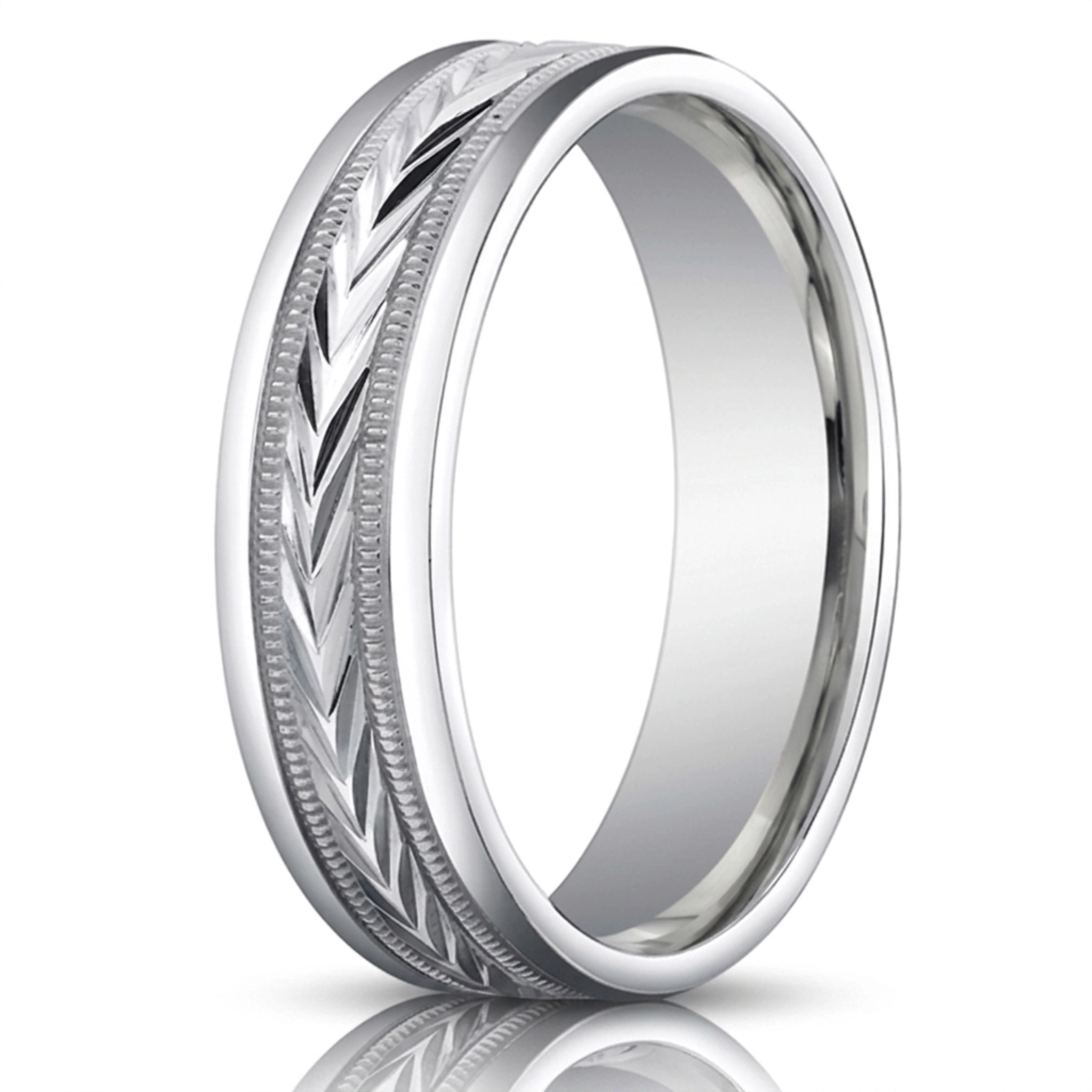 10K white gold 6mm. same as picture Harvest-of-Love-Carved-Design-Band - alternate view 2