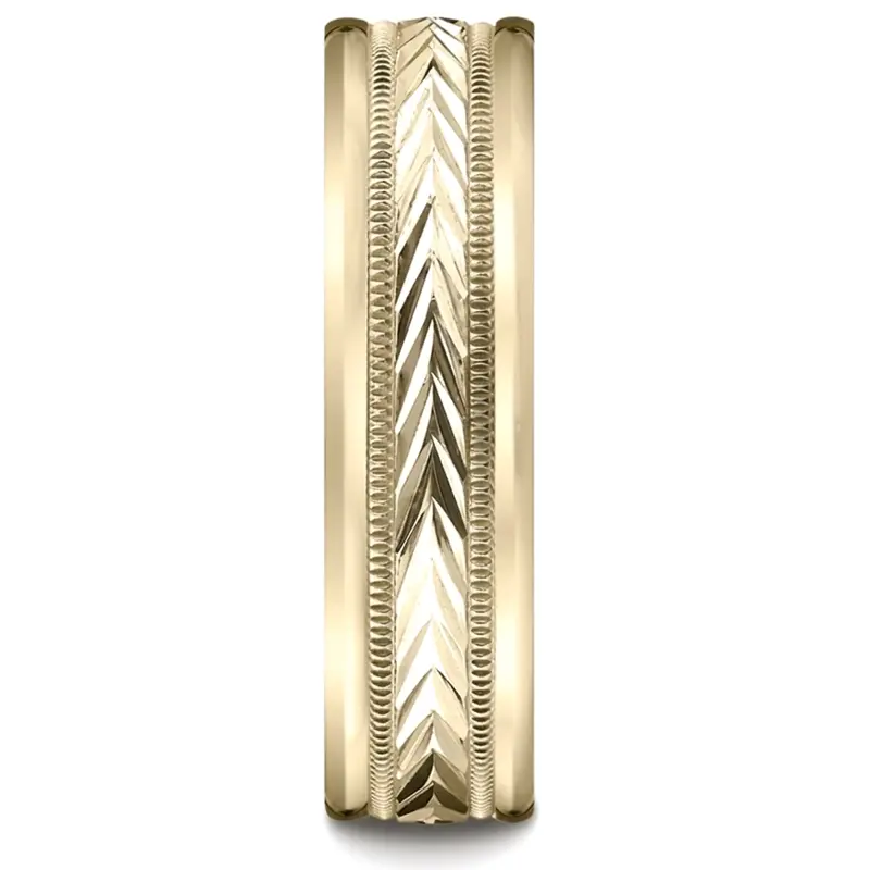 10K yellow gold 6mm. same as picture Harvest-of-Love-Carved-Design-Band - alternate view 4
