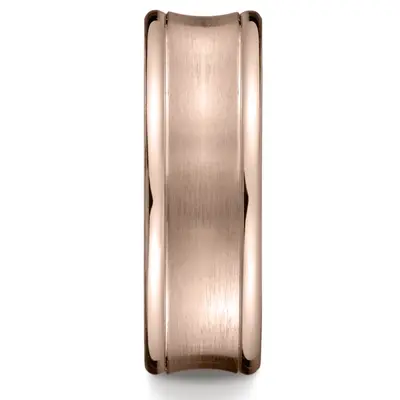 14K pink gold 7.5mm. satin Concave-Round-Edge–Carved-Design-Band - alternate view 6 thumbnail