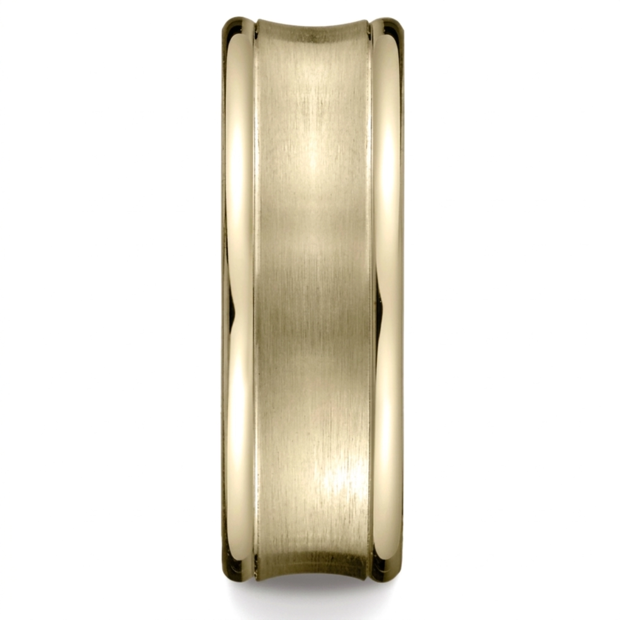14K yellow gold 7.5mm. satin Concave-Round-Edge–Carved-Design-Band - alternate view 5