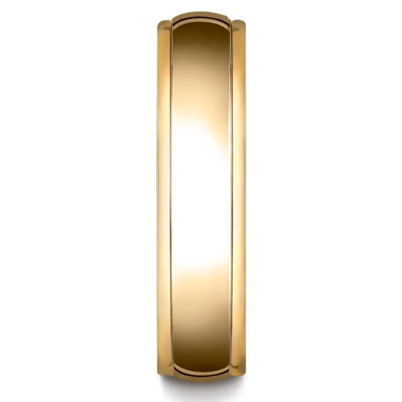 14K all yellow gold 6mm. high polish 6mm-Comfort-Fit-High-Polished-Carved-Design-Band - alternate view 5