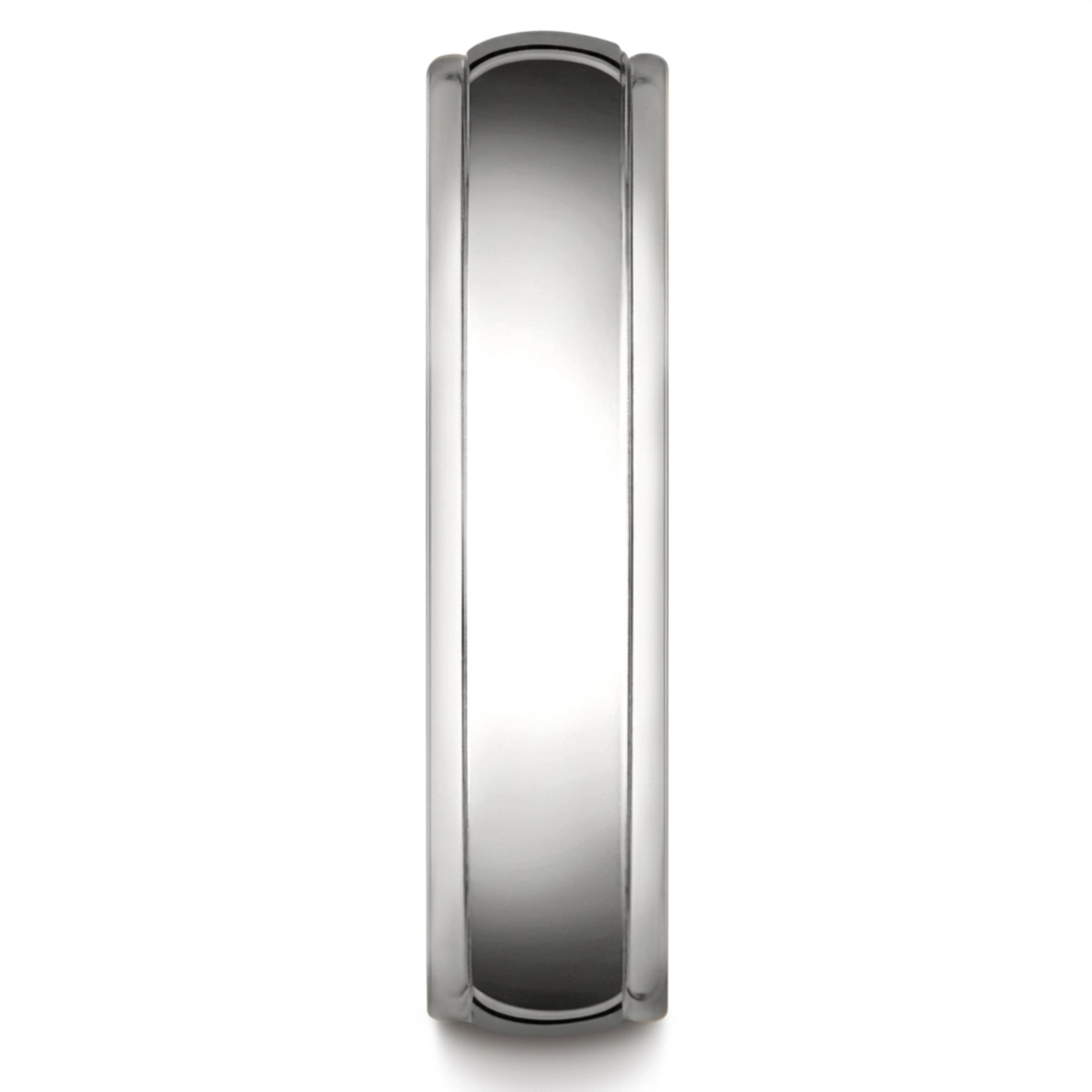 10K all white gold 6mm. high polish 6mm-Comfort-Fit-High-Polished-Carved-Design-Band - alternate view 4