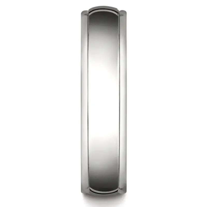 14K all white gold 6mm. high polish 6mm-Comfort-Fit-High-Polished-Carved-Design-Band - alternate view 4
