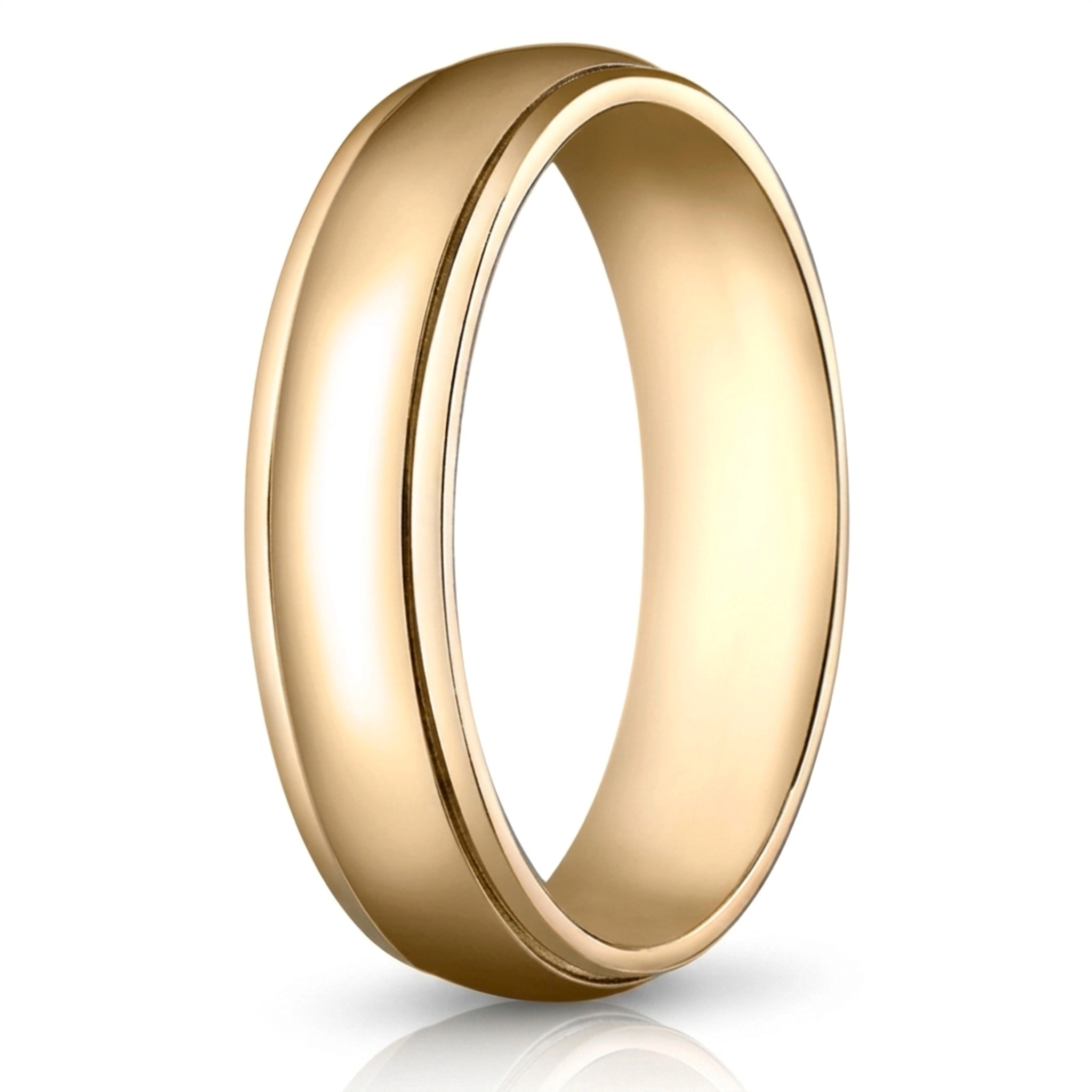 10K all yellow gold 6mm. high polish 6mm-Comfort-Fit-High-Polished-Carved-Design-Band - alternate view 3