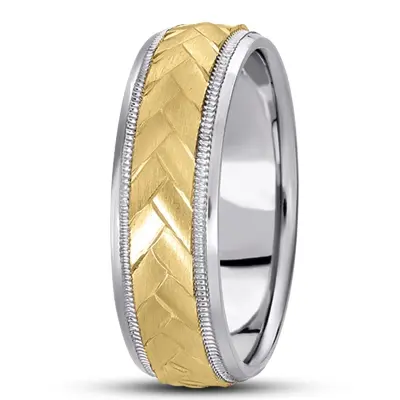 Herringbone Pattern Designer Wedding Band 