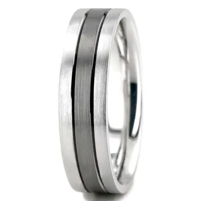10K white gold 6.5mm satin basic-diamond-carved-wedding-ring - alternate view 3 thumbnail
