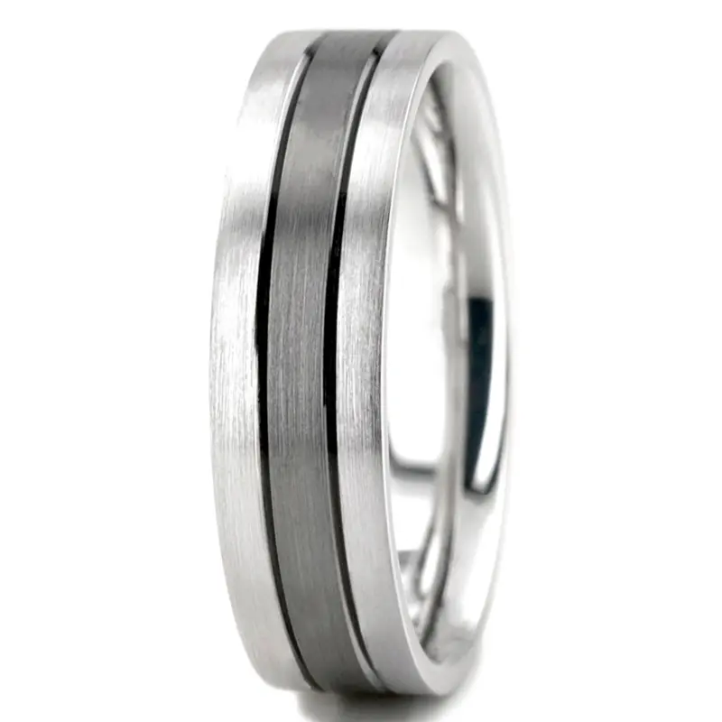 10K white gold 6.5mm satin basic-diamond-carved-wedding-ring - alternate view 3