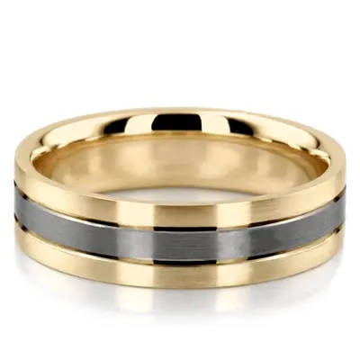 10K yellow gold 6.5mm satin basic-diamond-carved-wedding-ring - alternate view 2 thumbnail