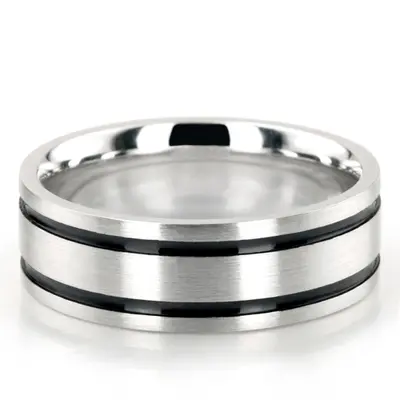 Black Carved Design Wedding Ring 
