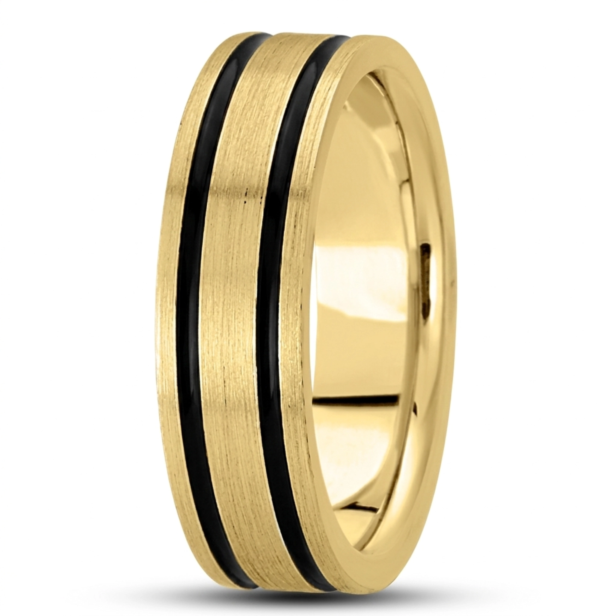 10K yellow gold 7mm. satin basic-diamond-carved-wedding-band - alternate view 3