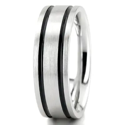 10K white gold 7mm. satin basic-diamond-carved-wedding-band - alternate view 4 thumbnail