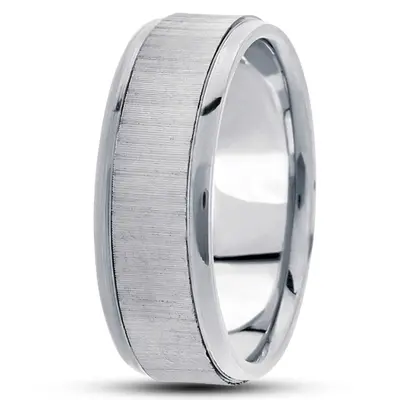 10K white gold 8mm. diamond cut basic-diamond-carved-wedding-ring - main view thumbnail