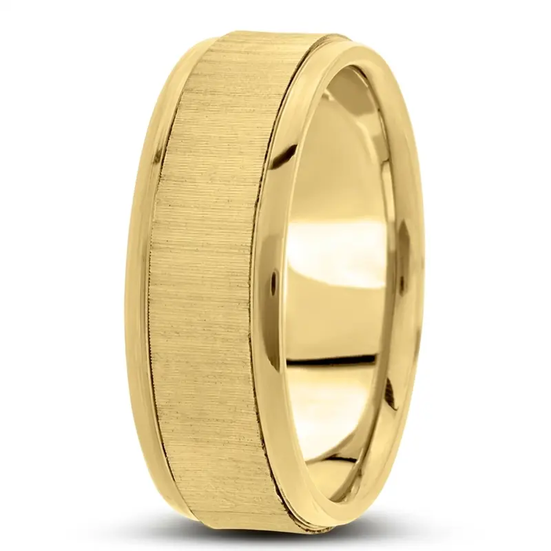 14K yellow gold 8mm. diamond cut basic-diamond-carved-wedding-ring - alternate view 8