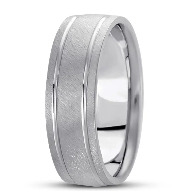 10K white gold 7mm. same as picture basic-carved-simple-wedding-ring - main view