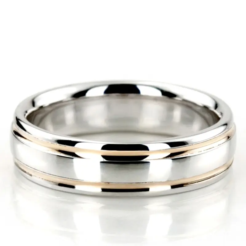 10K w-y-w-y-w gold 5mm. high polish basic-carved-simple-wedding-ring - alternate view 6