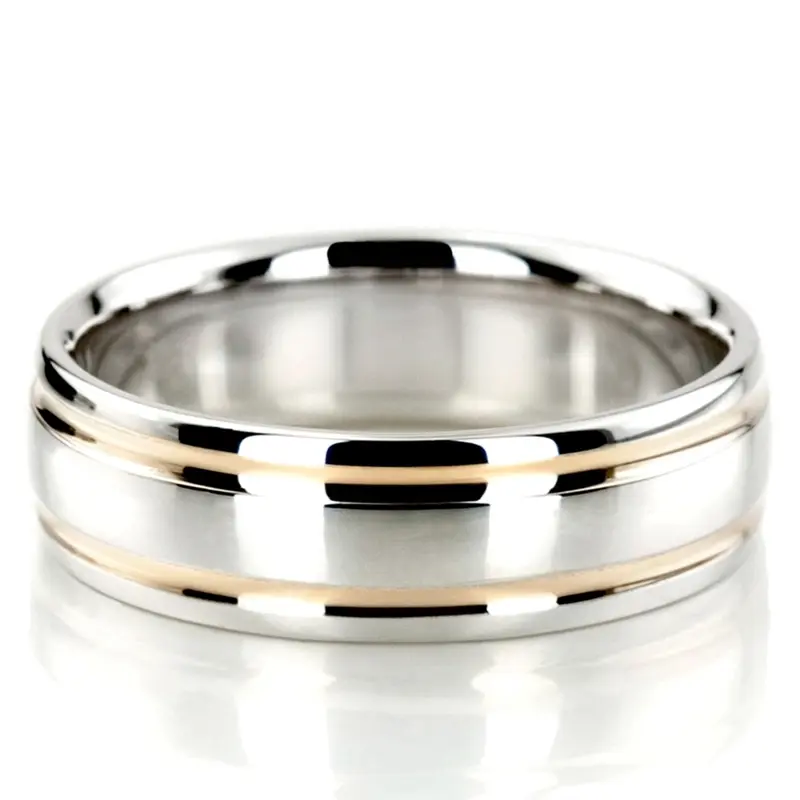 10K w-y-w-y-w gold 7mm. high polish basic-carved-simple-wedding-ring - alternate view 5